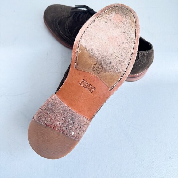 Johnston and Murphy Brown Suede Lace up Loafers 9 - Picture 6 of 9